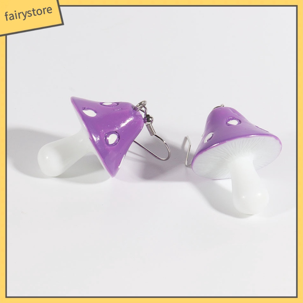 1 Đôi Bông Tai Hình Nấm Bằng Nhựa Resin Thời Trang