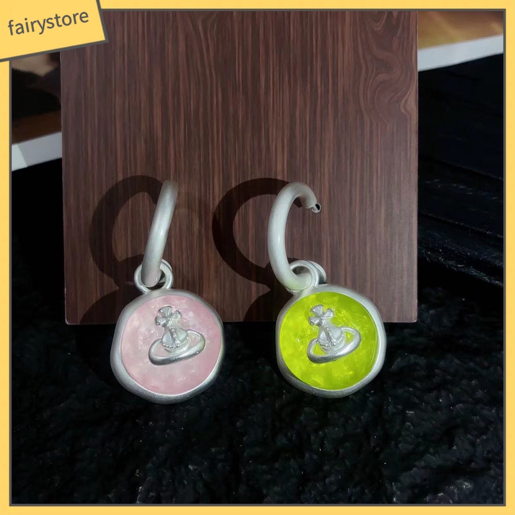 1 Đôi Bông Tai Vòng Chữ C Màu Kẹo Ngọt Kiểu Dáng Hình Học Sang Trọng Dành Cho Nữ