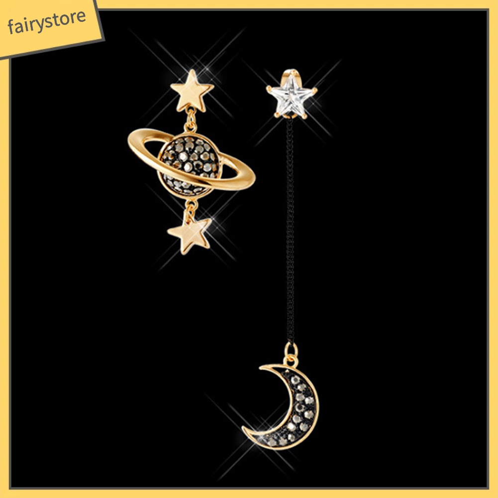 Đôi Khuyên Tai Dài Hình Trăng Sao Đính Đá Thời Trang Cho Nữ