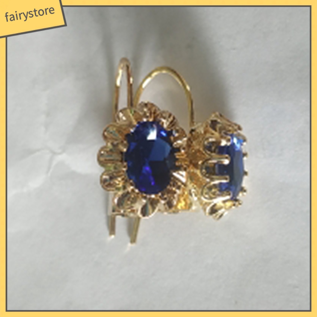 1 Đôi Bông Tai Hình Oval Đính Kim Cương Giả Thời Trang