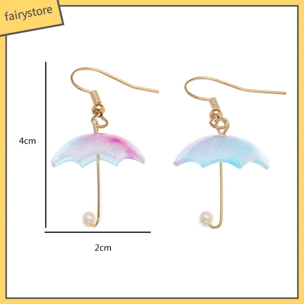 [FRO] 1 Cặp Bông Tai Móc Hình Cây Dù Màu Sắc Tương Phản Trọng Lượng Nhẹ Dễ Phối Đồ Dành