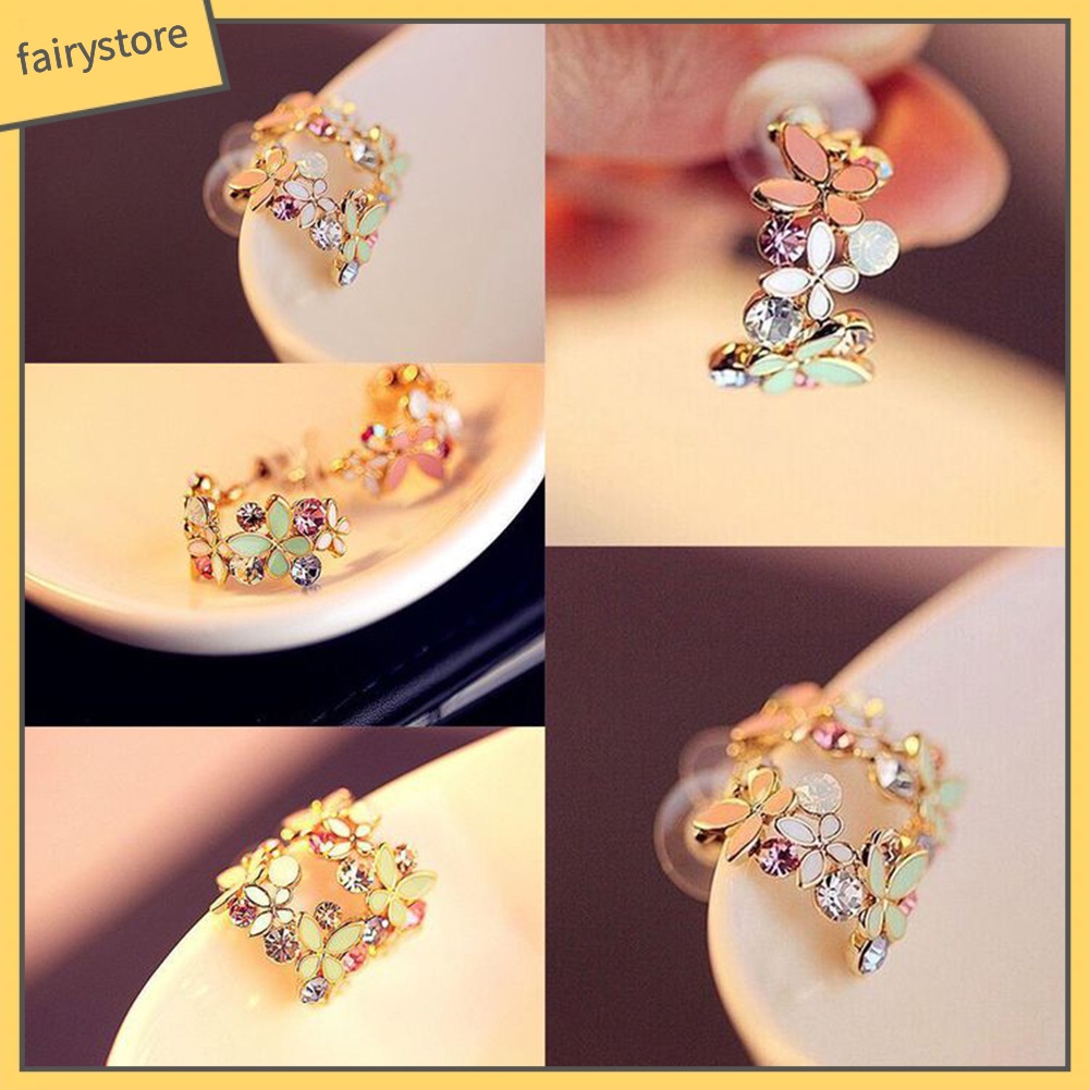 Bông Tai Hình Bướm Đính Đá Thời Trang Dành Cho Nữ