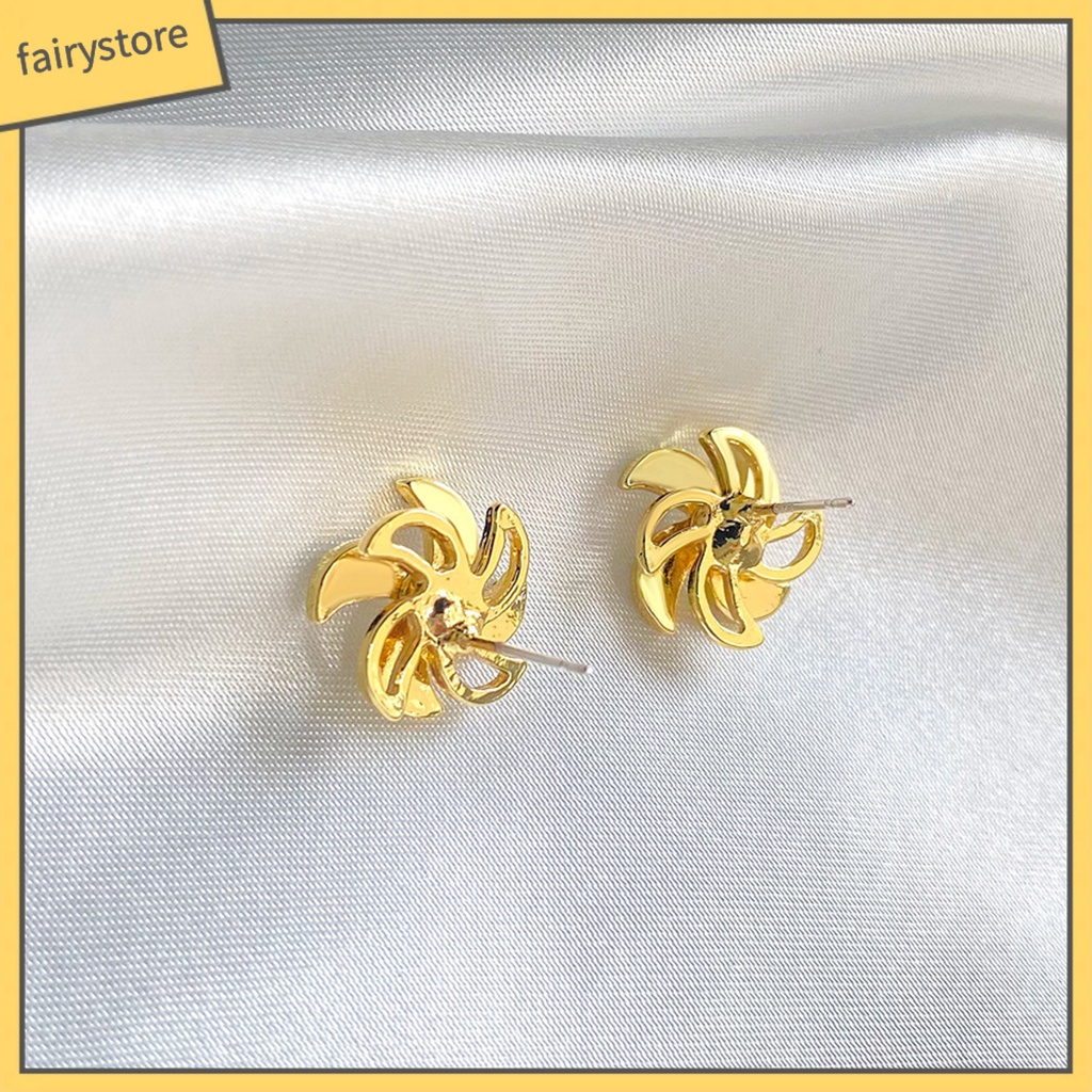 1 Đôi Bông Tai Hình Cối Xay Gió Đính Đá Zircon Sáng Tạo Dành Cho Nữ