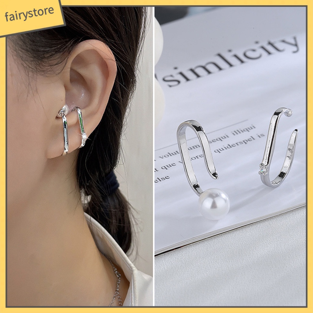 1 Khuyên Tai Dạng Kẹp Bề Mặt Mịn Màng Chống Biến Dạng Hở Bằng Đồng Không Gỉ Màu Trơn