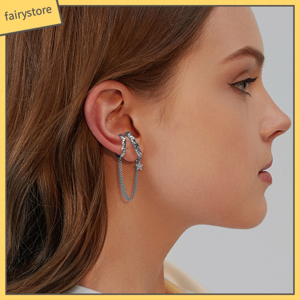 1 Khuyên Tai Dạng Kẹp Dây Xích Hở Trơn Màu Bằng Đồng Không Gỉ