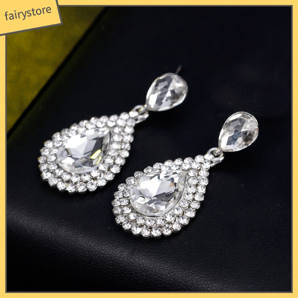 Bông Tai Hình Giọt Nước Đính Đá Sang Trọng Dành Cho Nữ