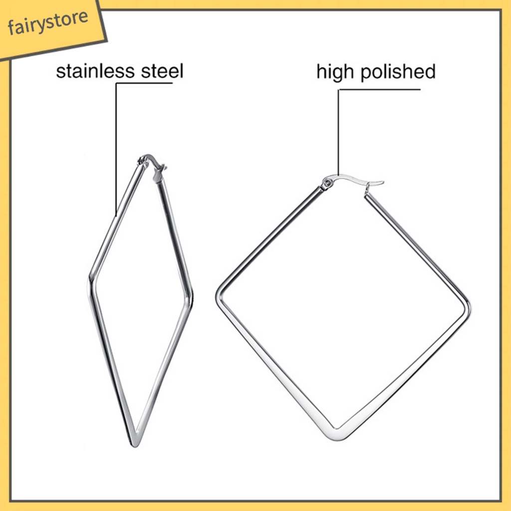 Khuyên Tai Móc Hình Vuông / Tròn Bằng Thép Không Gỉ