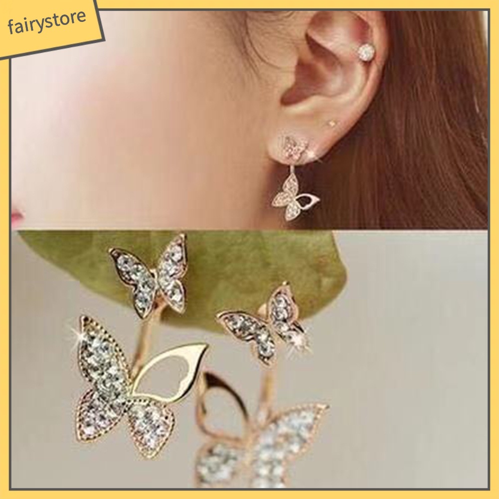 Bông Tai Hình Bướm Đính Đá Toàn Diện Dành Cho Nữ