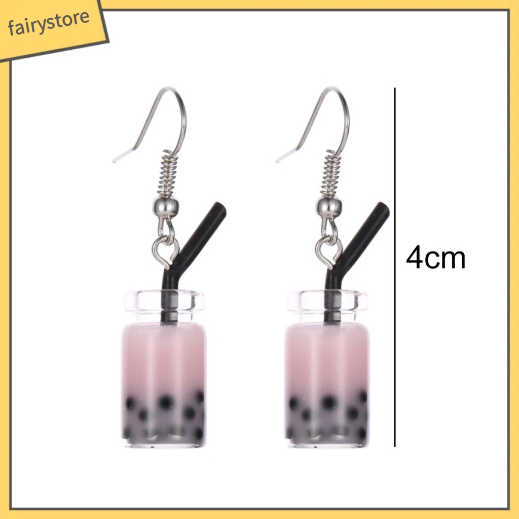 Bông Tai Dáng Dài Hình Ly Trà Sữa Độc Đáo Thời Trang Dự Tiệc Cho Nữ