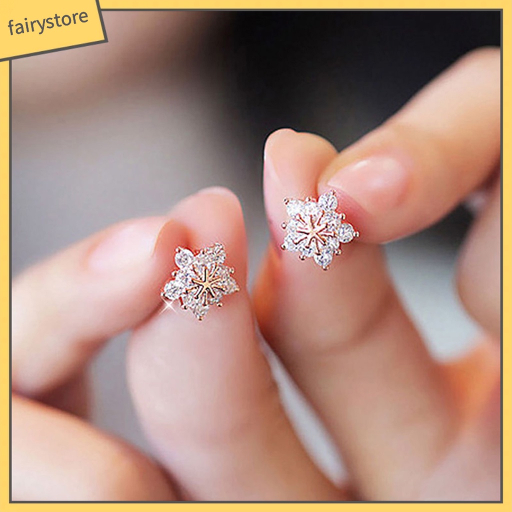 1 Đôi Bông Tai Hình Bông Tuyết Thanh Lịch Dành Cho Nữ