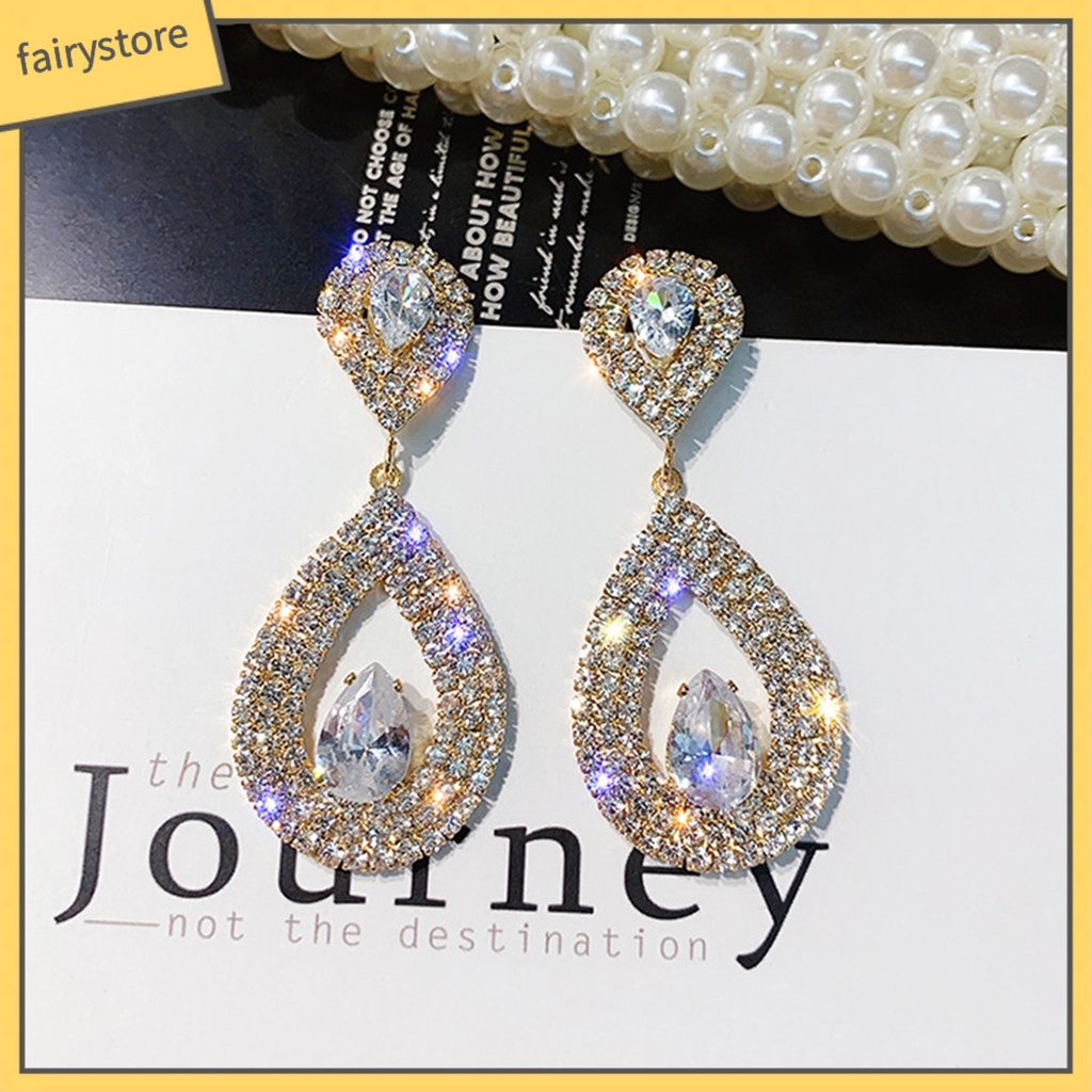 1 Đôi Bông Tai Hình Giọt Nước Đính Đá Lấp Lánh Dành Cho Nữ