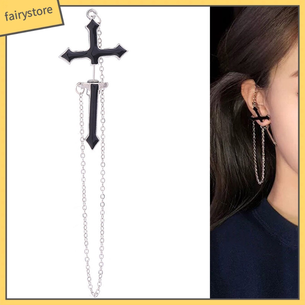 [FRO] 1 Khuyên Tai Chuỗi Xích Thiết Kế Chéo Không Gây Dị Ứng Trang Trí Hàng Ngày Cho Cuộc