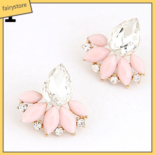 Đôi Bông Tai Hình Giọt Nước Đính Đá Thời Trang Cho Nữ