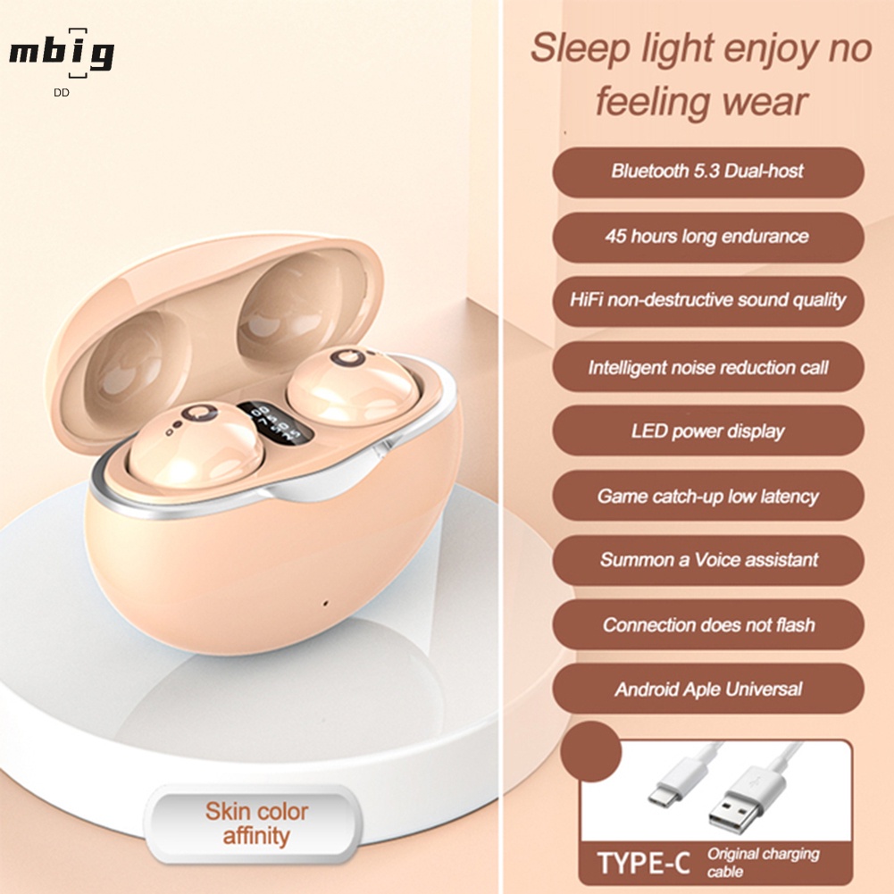 Tai Nghe Nhét Tai Không Dây Mini Chống Ồn Có Màn Hình Hiển Thị Năng Lượng Thấp