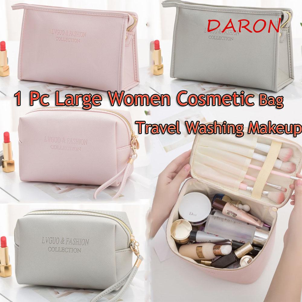 Túi Đựng Đồ Trang Điểm Da PU Chống Thấm Nước Sức Chứa Lớn Có Khóa Kéo Tiện Dụng Cho Nữ