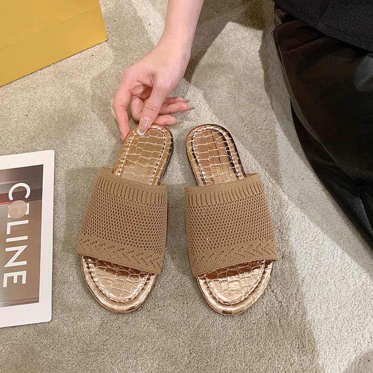 Dép Sandal Đế Bằng Chất Liệu Lanh Thoáng Khí Có Size Lớn 41-43 Thời Trang Mùa Hè Dành Cho Nữ