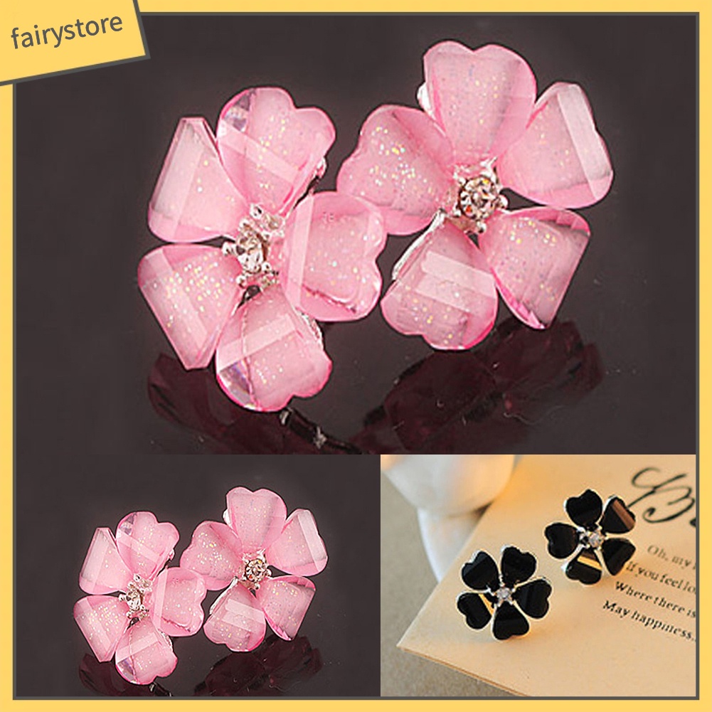 Bông Tai Mạ Bạc Hình Hoa Đính Đá Thanh Lịch Thời Trang Cho Nữ