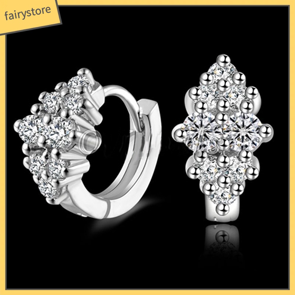 Đôi Bông Tai Khoen Tròn Đính Đá Thời Trang Cho Nữ