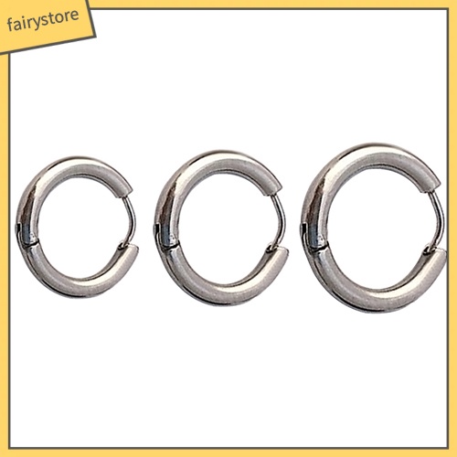 1 Khuyên Tai Tròn Bằng Thép Titan 16 / 21 / 23mm Phong Cách Gothic Punk Đơn Giản