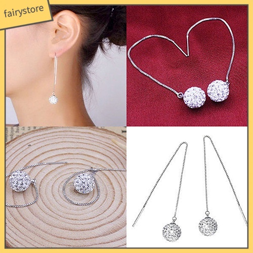 Bông Tai Mạ Bạc Dáng Dài Đính Đá Thời Trang Cho Nữ