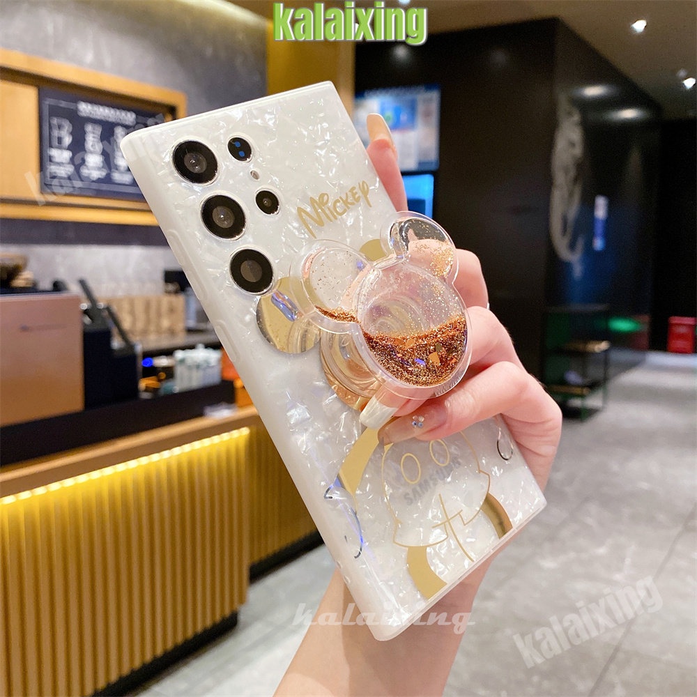 Ốp Điện Thoại Dẻo Họa Tiết Hoạt Hình Mickey Minnie Kèm Giá Đỡ Cho Samsung Galaxy S21 Plus S22 / S23 / Ultra Plus
