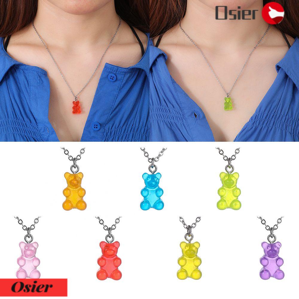 1 Mặt Dây Chuyền Bằng Resin Hình Gấu DIY Thời Trang Cho Nữ