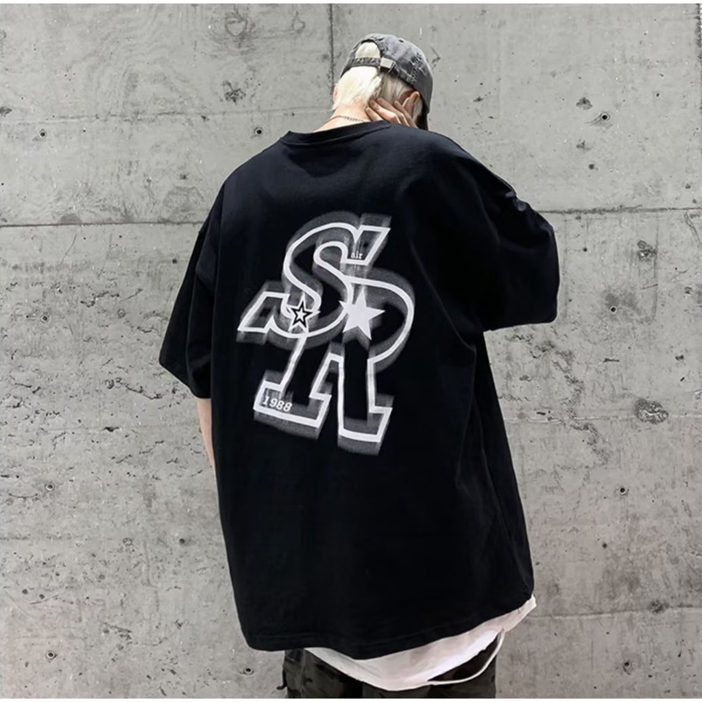 Áo Thun Tay Ngắn Màu Trắng Plus Size Phong Cách Đường Phố Mỹ Thời Trang Mùa Hè Cho Nam