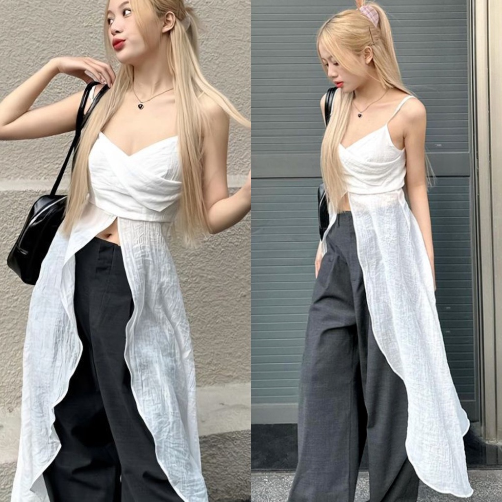 Áo Hai Dây Hở Lưng Phong Cách Hàn Quốc Quyến Rũ Dành Cho Nữ