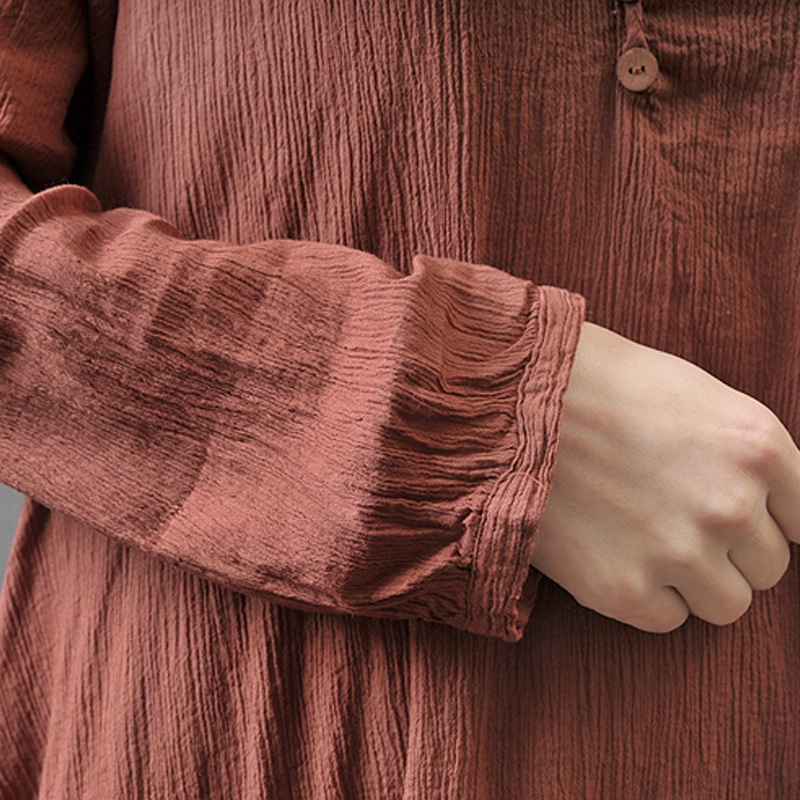 Bộ Áo Thun Cotton Lanh Dài Tay + Chân Váy Xòe Dài Dáng Rộng Thời Trang Xuân Thu 2023