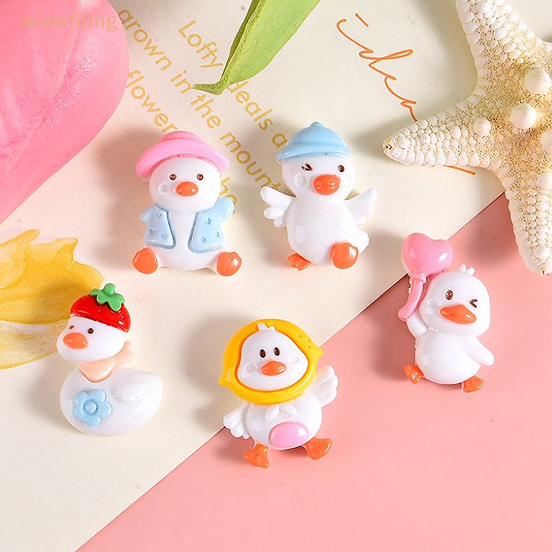 Set 10 Phụ Kiện Kẹp Tóc Hình Chú Vịt Nhỏ Bằng Nhựa Resin Dễ Thương Diy