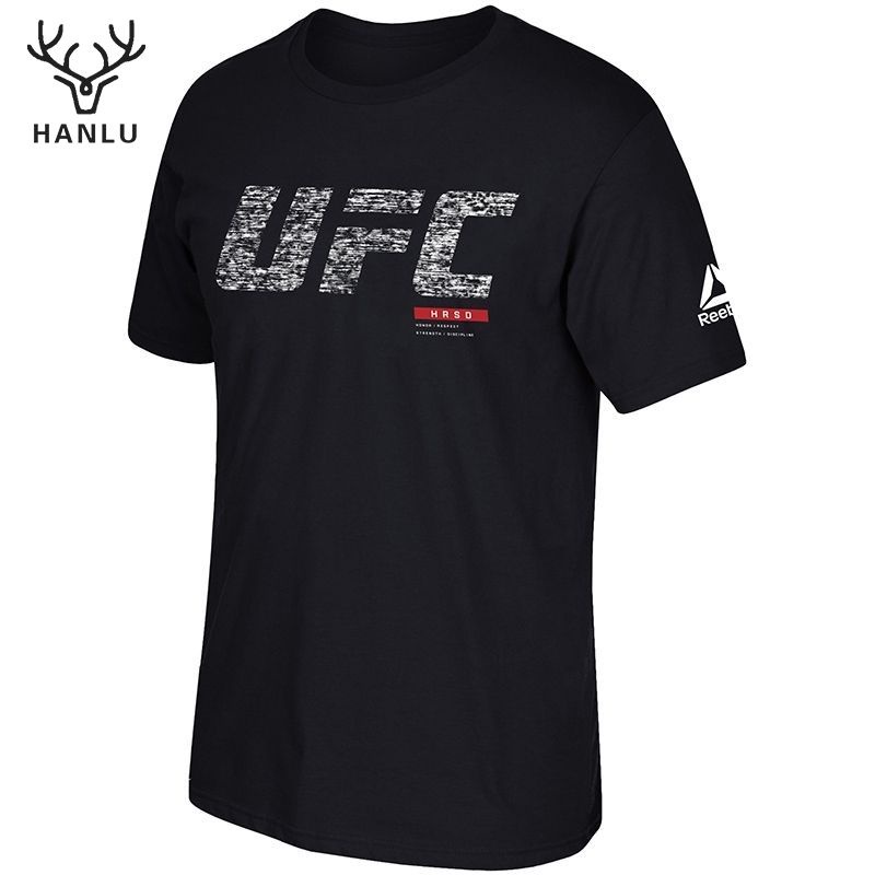 Áo thun thể thao HANLU tay ngắn thoáng khí in họa tiết võ thuật UFC cho nam và nữ