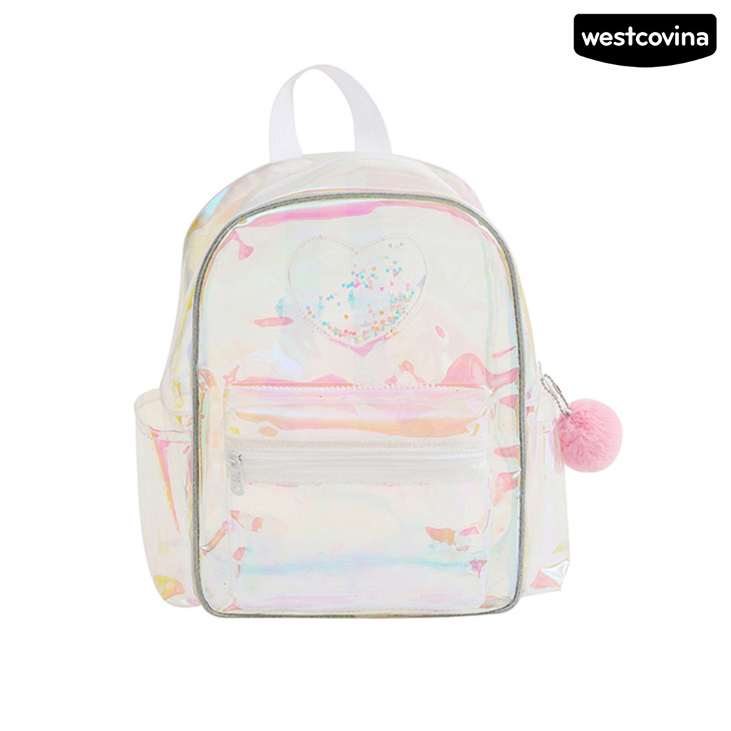 [WSTN] [WSTN]✎Ba Lô Trong Suốt Chống Thấm Nước Sức Chứa Lớn Có Thể Điều Chỉnh Họa Tiết Trái Tim Cho Nữ