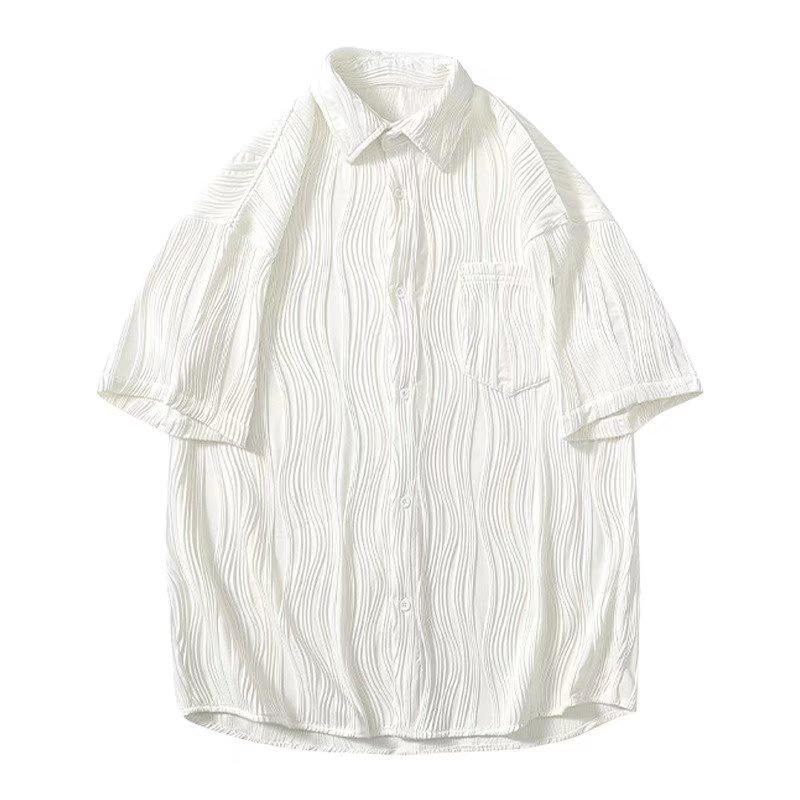 Áo Sơ Mi Nam Tay Lửng Dáng Rộng Phong Cách Đường Phố Cá Tính