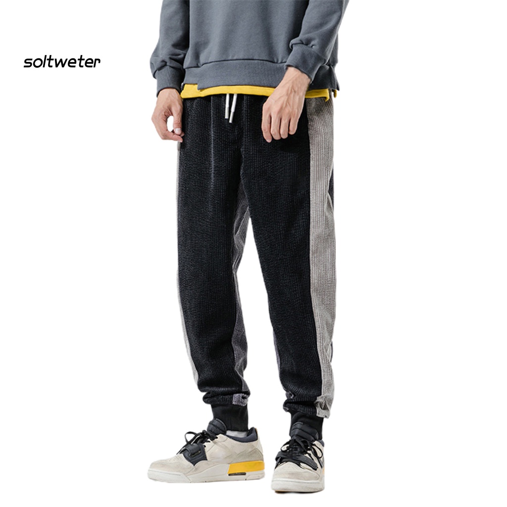 Quần Thể Thao Dày Dặn Giữ Ấm Màu Sắc Tương Phản Thời Trang Thu Đông Cho Nam