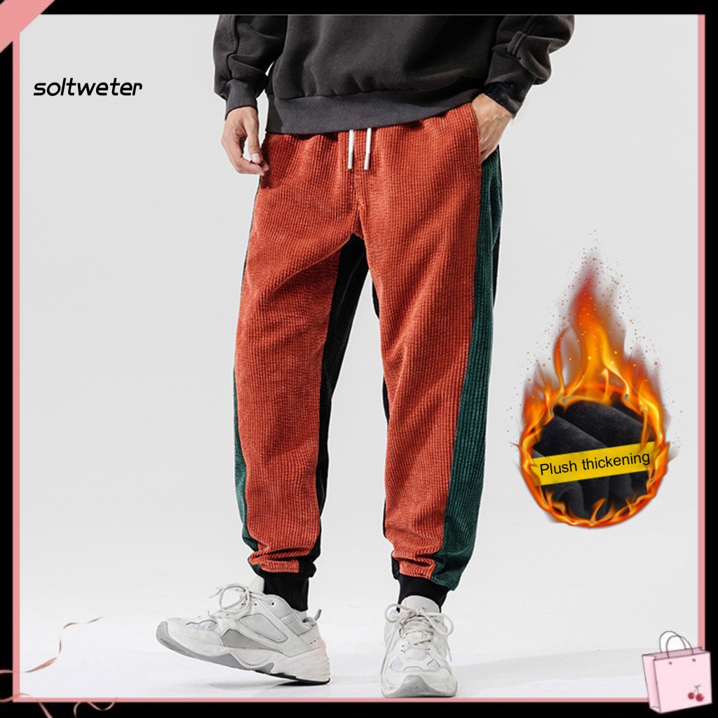 Quần Thể Thao Dày Dặn Giữ Ấm Màu Sắc Tương Phản Thời Trang Thu Đông Cho Nam