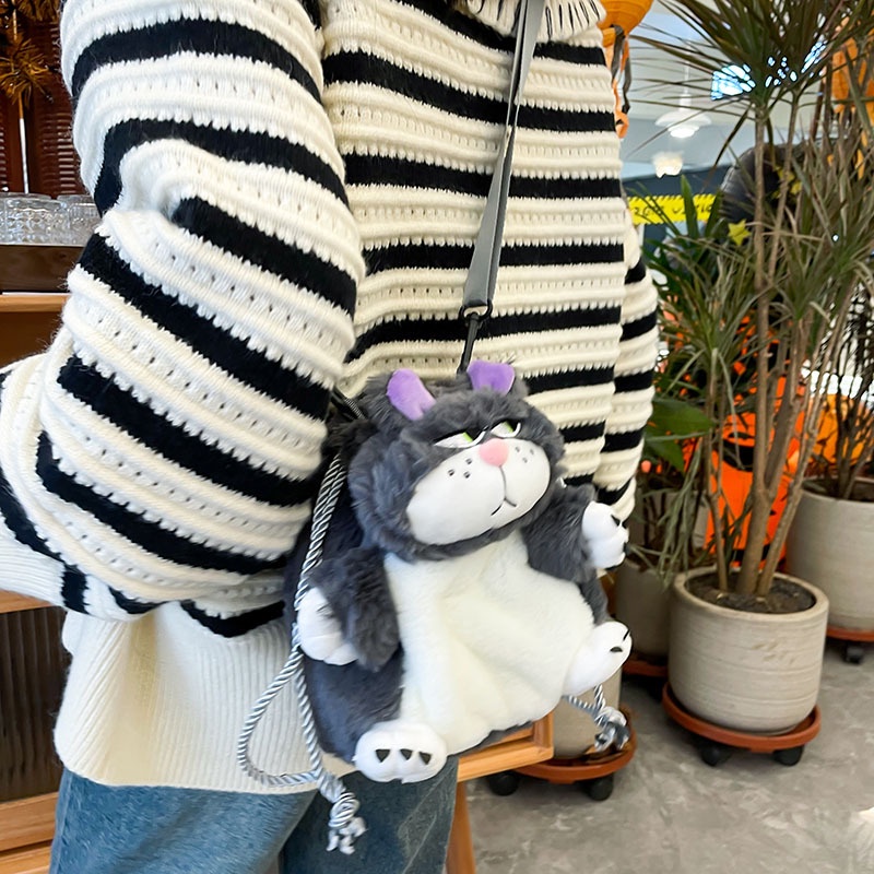 CHIC JOY Túi Đeo Chéo Hình Mèo Lucifer Nhồi Bông Phong Cách Hàn Quốc Dễ Thương Cho Nữ