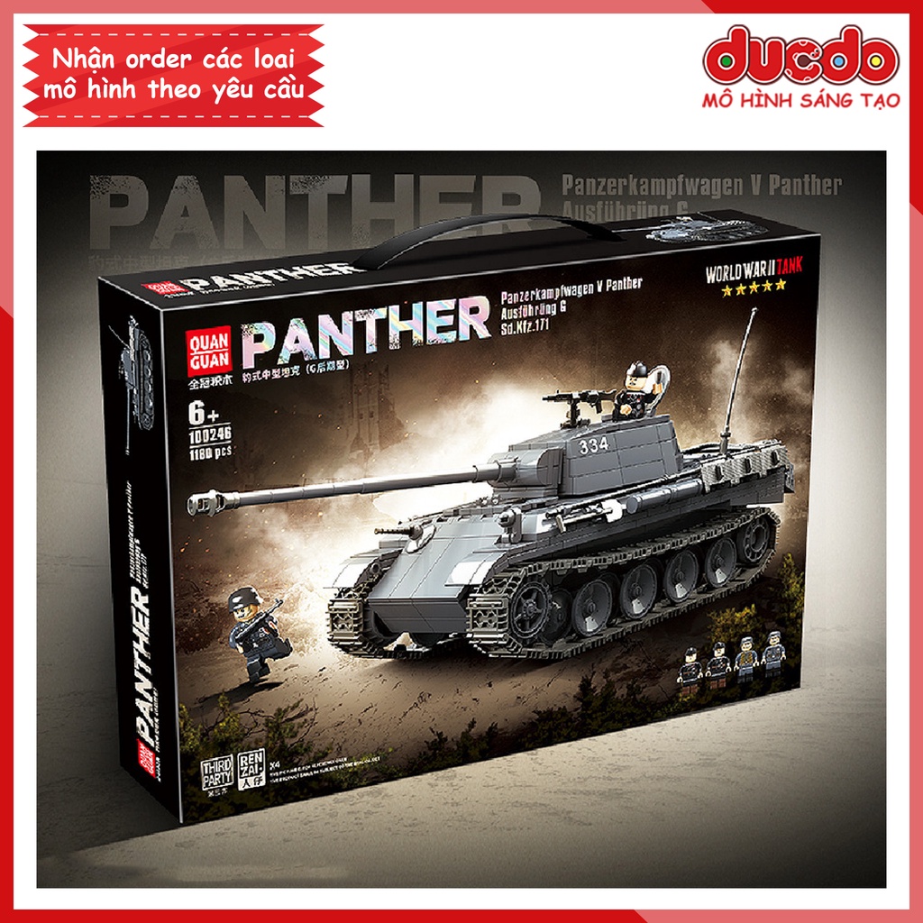 Lắp ghép Siêu tank hạng trung của Đức Panther Ausfuhrung - Đồ chơi Xếp hình Mô hình WW2 QuanGuan 100246