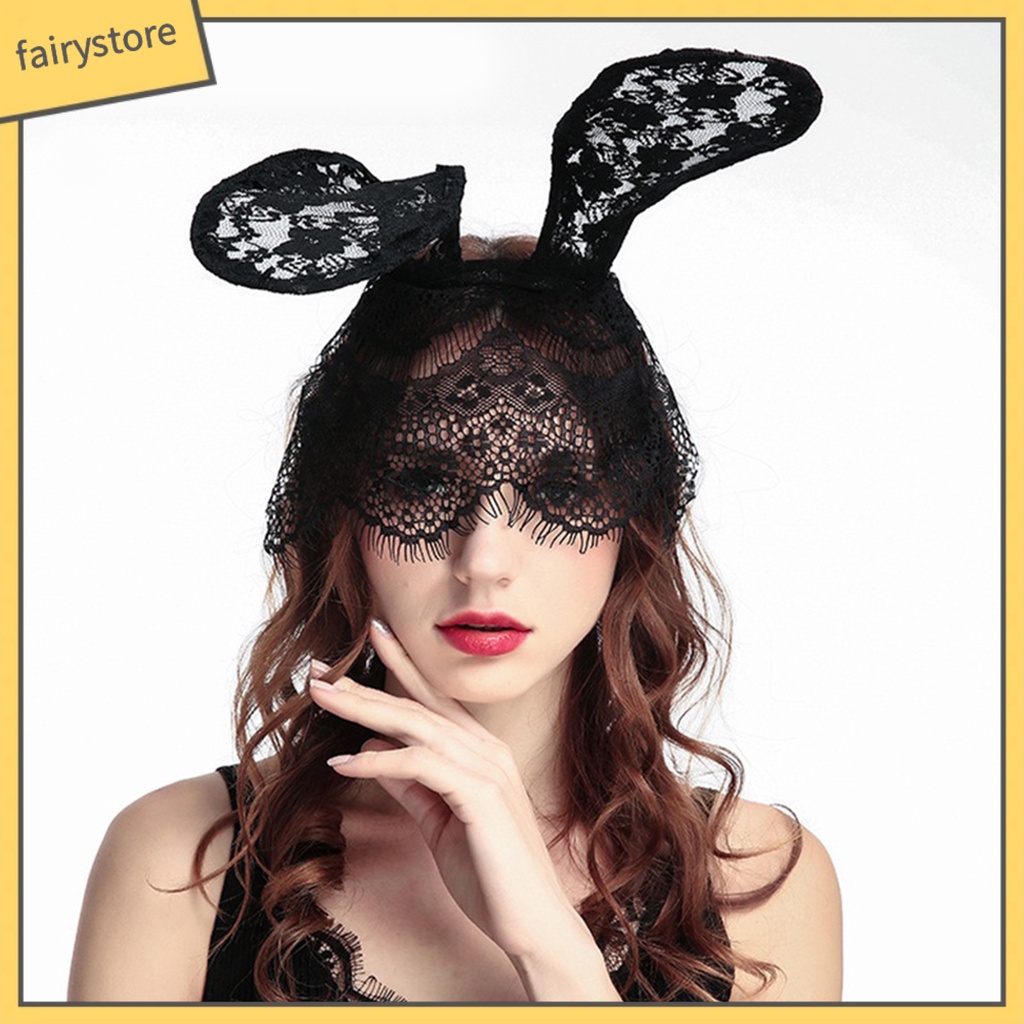 [FRO] Băng Đô Tai Thỏ Bằng Ren Bắt Mắt Thủ Công Tinh Tế Phụ Kiện Tiệc Hóa Trang Tiệc Tùng Lễ Hội