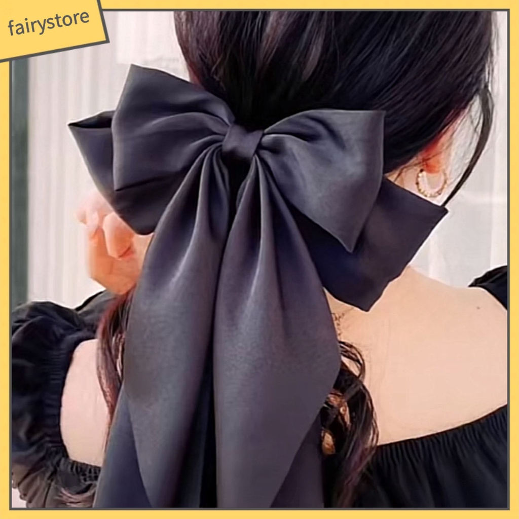 Kẹp Tóc Nơ Ruy Băng Satin Co Giãn Tốt Phong Cách Hàn Quốc Cho Bé Gái