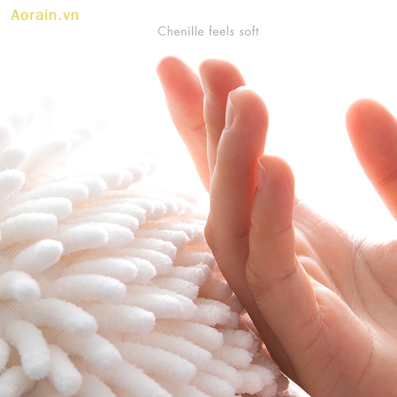 {Aorain} Khăn Lau Tay Nhà Bếp / Phòng Tắm Bằng Sợi Chenille Nhanh Khô Có Dây Treo