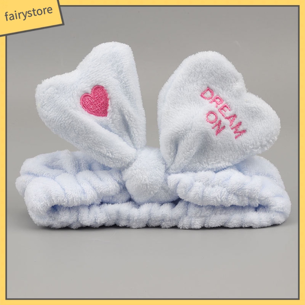 Băng Đô Cài Tóc Co Giãn Thêu Chữ / Trái Tim Thoải Mái Khi Rửa Mặt Cho Nữ