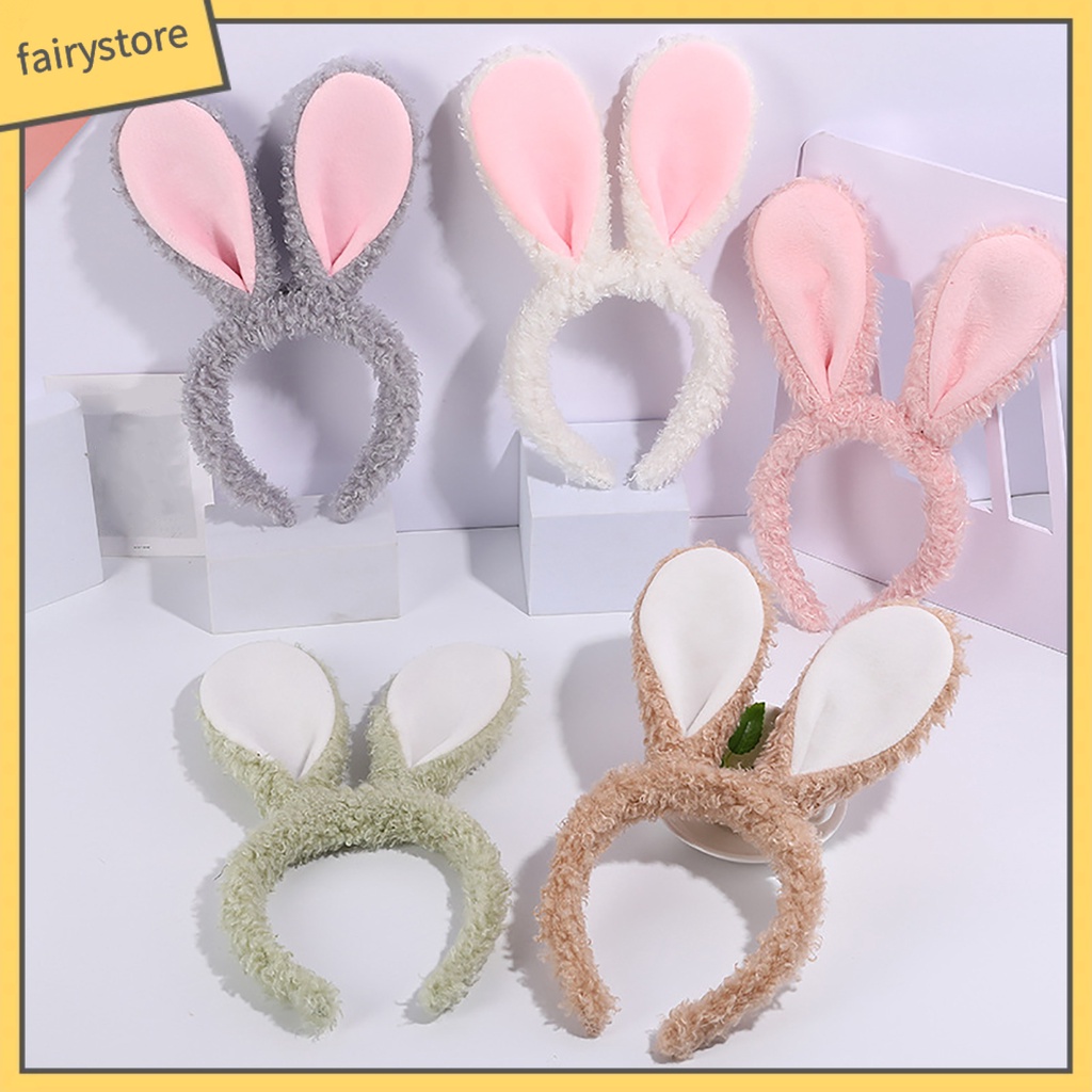 Băng Đô Cài Tóc Tai Thỏ Phủ Lông Chống Trượt Dễ Thương