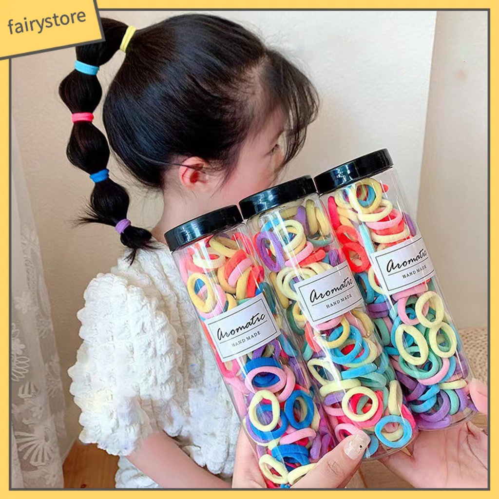 Set 100 Dây Cột Tóc Co Giãn Chống Rơi Màu Kẹo Cho Nữ