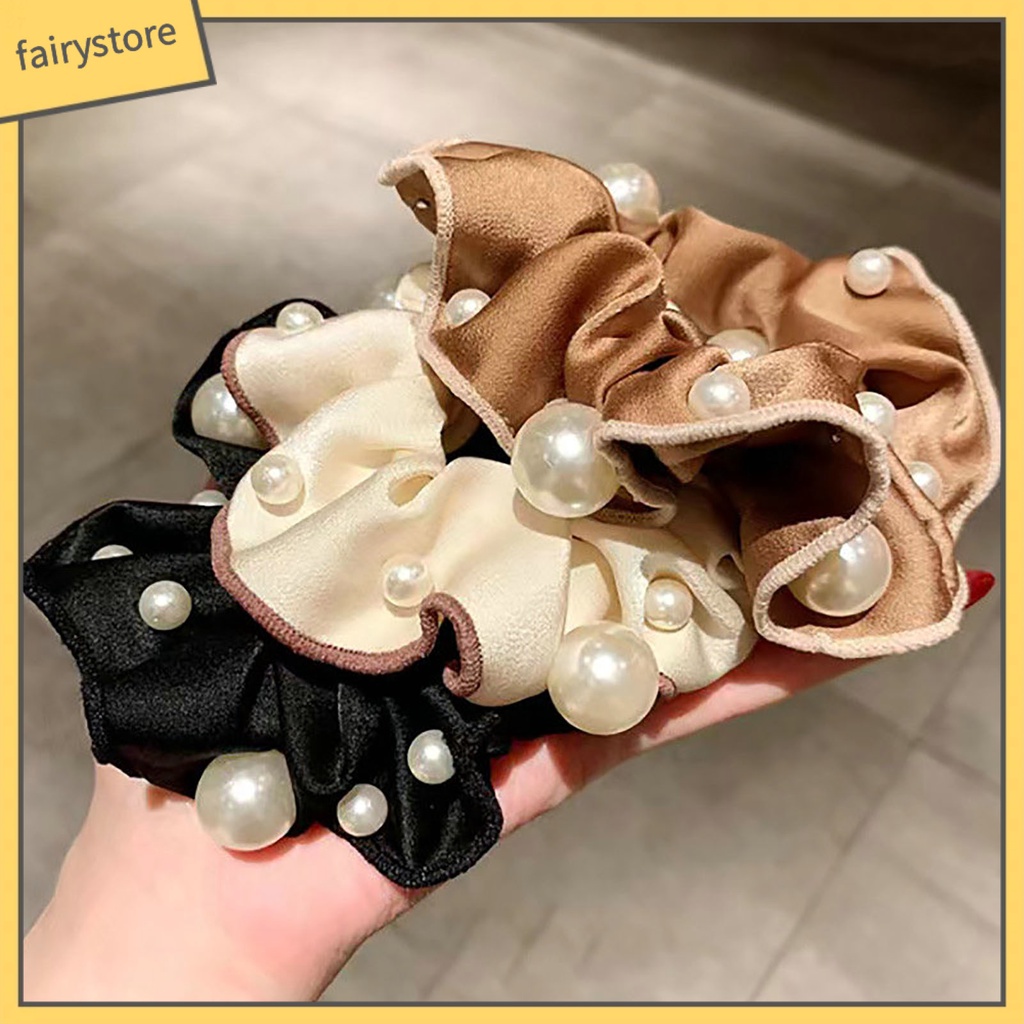 Dây Cột Tóc Co Giãn Đính Ngọc Trai Giả Thanh Lịch Dành Cho Nữ