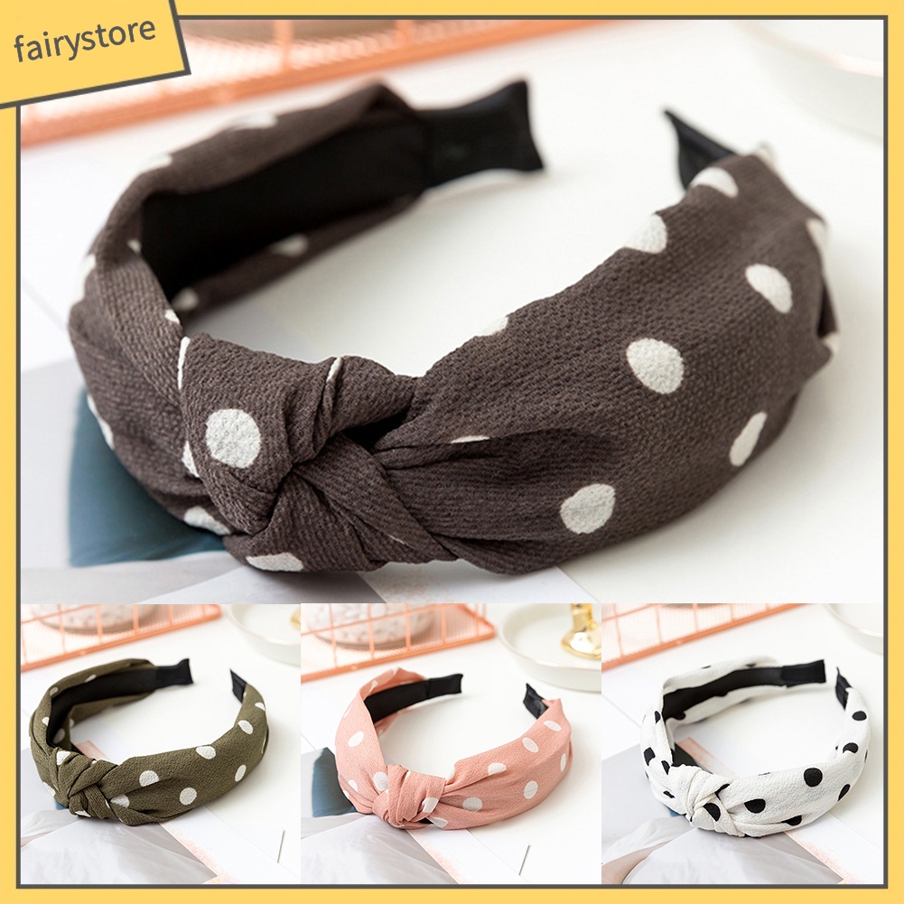 Băng Đô Nơ Cài Tóc Họa Tiết Chấm Bi Thời Trang Cho Nữ