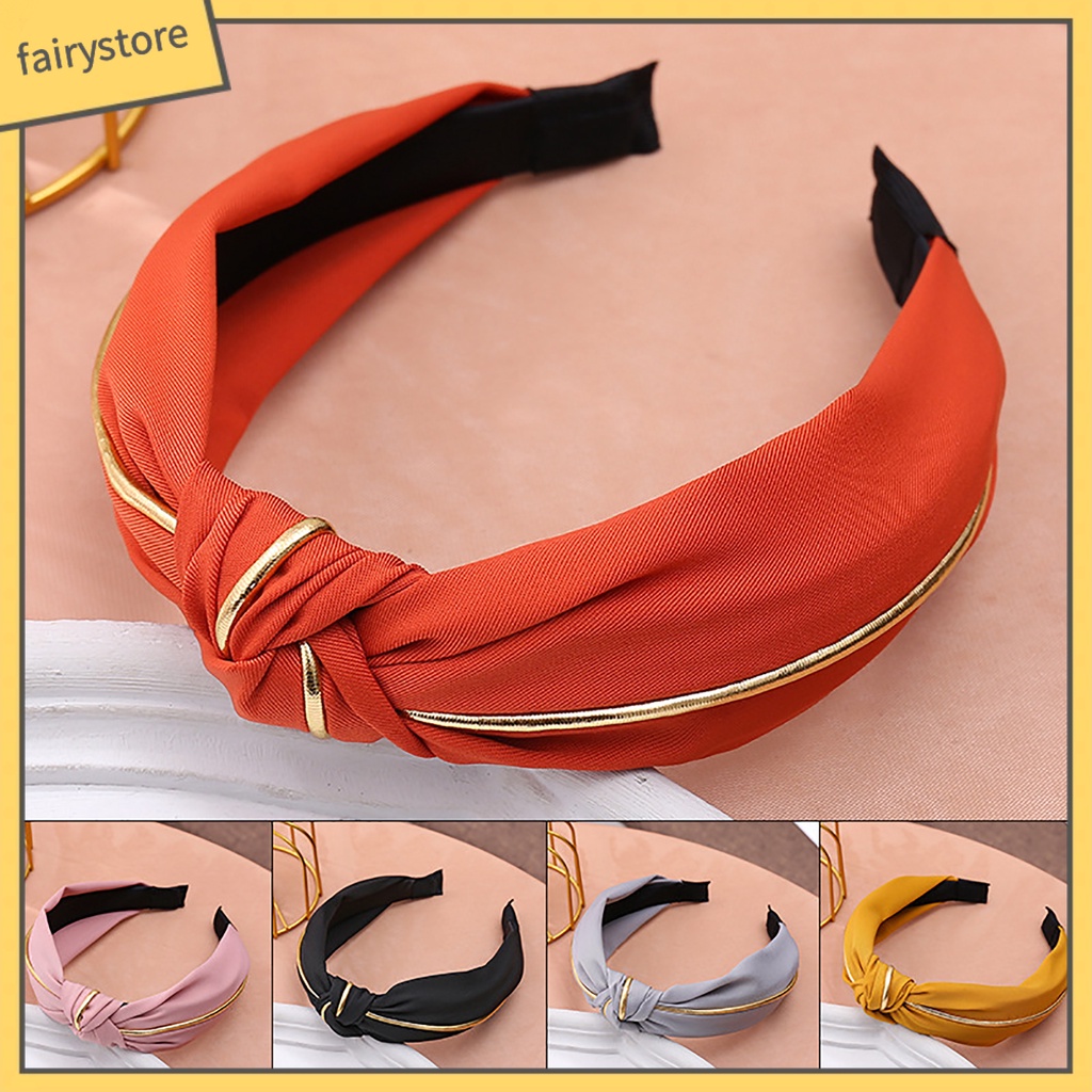 Băng Đô Cài Tóc Bản Rộng Thiết Kế Thắt Nút Đơn Giản Cho Nữ