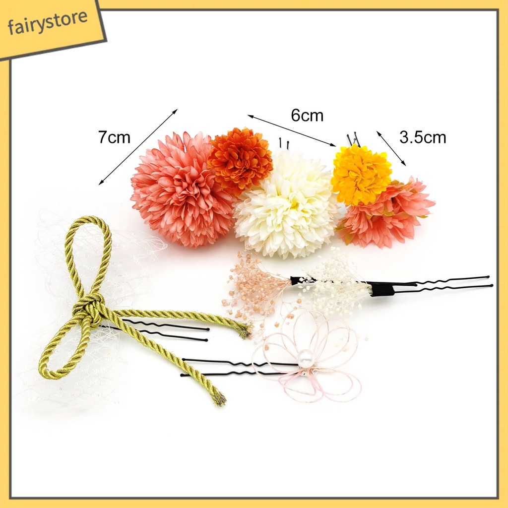 Set 9 Kẹp Tóc Chữ U Đính Hoa Cúc Nhân Tạo Đơn Giản