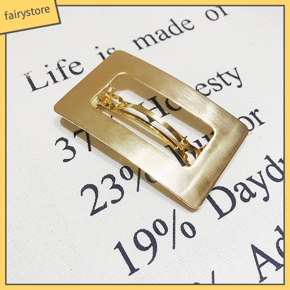 Kẹp Tóc Kim Loại Hình Chữ Nhật Rỗng Thời Trang Cho Nữ