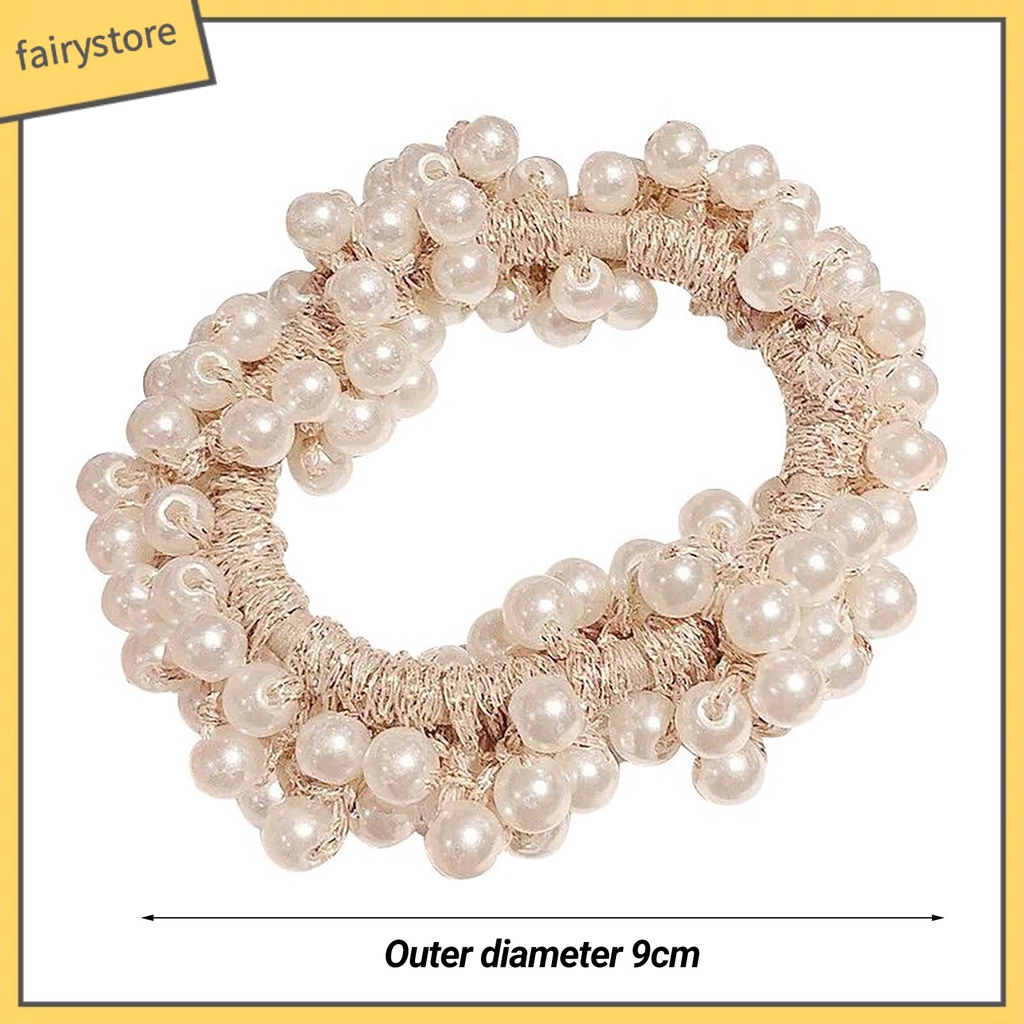 Dây Cột Tóc Co Giãn Đính Ngọc Trai Giả Trang Trí Dành Cho Nữ Mặc Hàng Ngày
