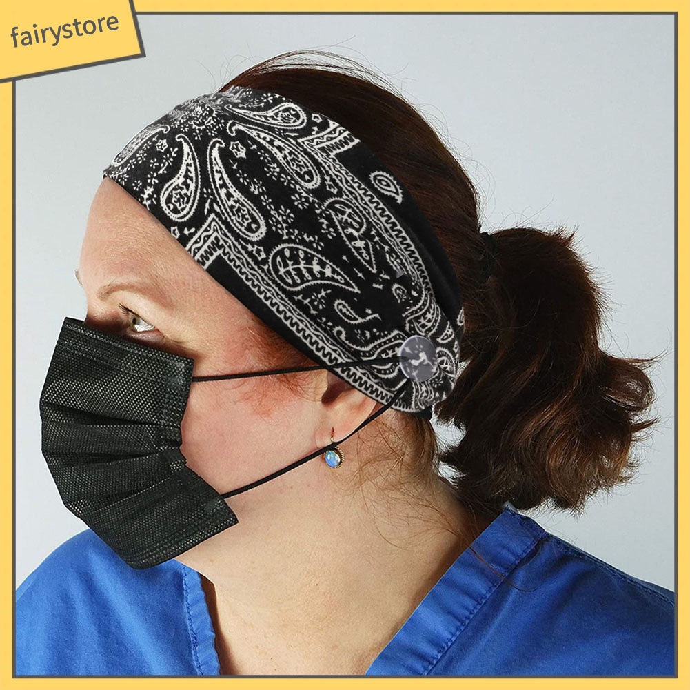 Băng Đô Cài Tóc Unisex Bản Rộng Co Giãn Có Nút Hỗ Trợ Luyện Tập Yoga / Thể Hình